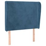 Casa si Gradina - Mobilier - Paturi si accesorii - Accesorii paturi - Tablie de pat cu aripioare albastru inchis 93x23x118/128cm catifea - Infinity.ro