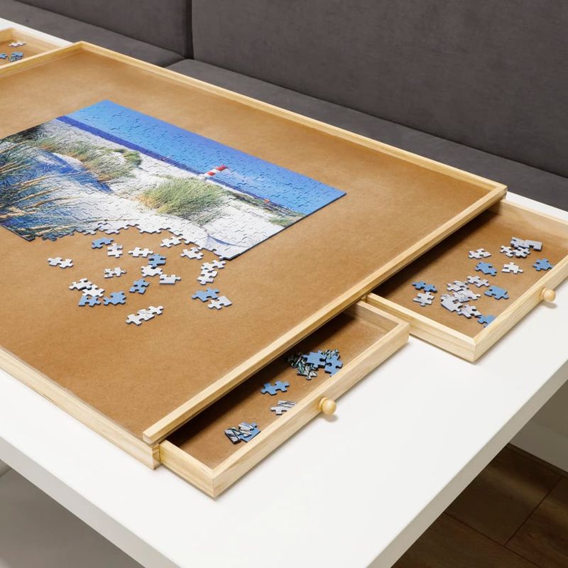 HI Masa de puzzle cu 4 sertare, 76x57x4,5 cm, lemn - Marketplace