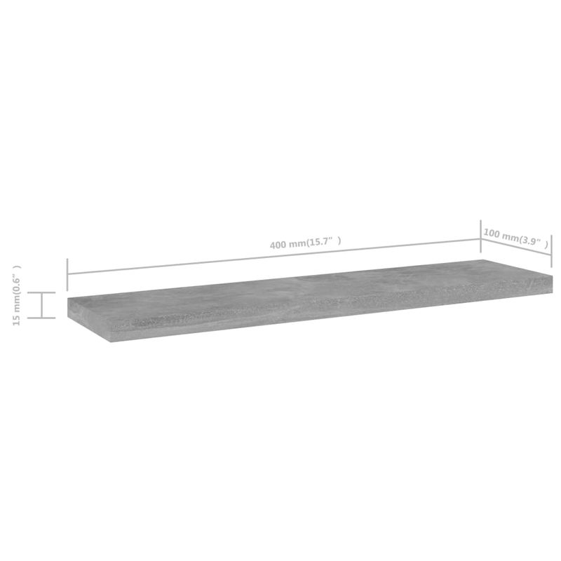 Casa si Gradina - Mobilier - Biblioteci si rafturi - Biblioteci - Placi biblioteca, gri beton, 4 buc, 40 x 10 x 1,5 cm, PAL - Infinity.ro