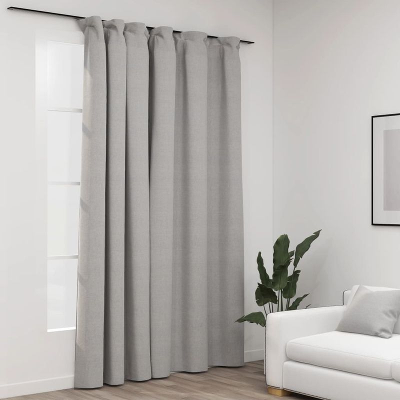 Casa si Gradina - Textile si covoare - Perdele si draperii - Draperii - Draperii opace, aspect de in, gri, 290 x 245 cm, cu carlige - Infinity.ro