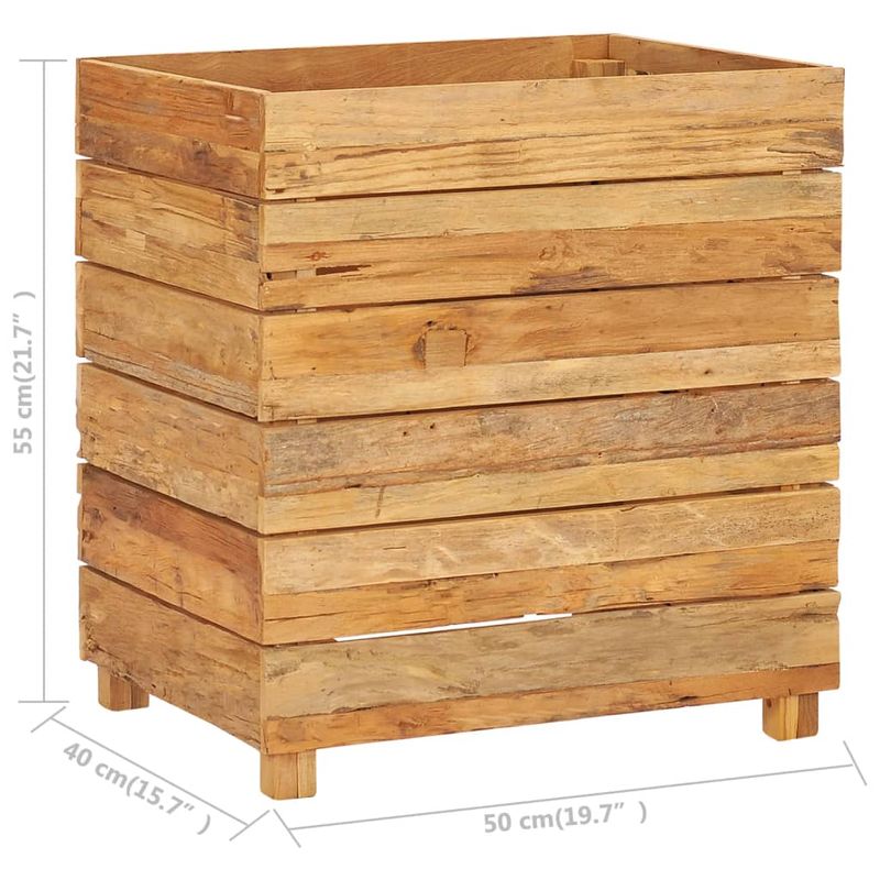 Casa si Gradina - Gradinarit si plante - Plante si ghivece - Ghivece si suporturi - Strat inaltat, 50x40x55 cm, lemn de tec reciclat si otel - Infinity.ro