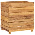 Casa si Gradina - Gradinarit si plante - Plante si ghivece - Ghivece si suporturi - Strat inaltat, 50x40x55 cm, lemn de tec reciclat si otel - Infinity.ro