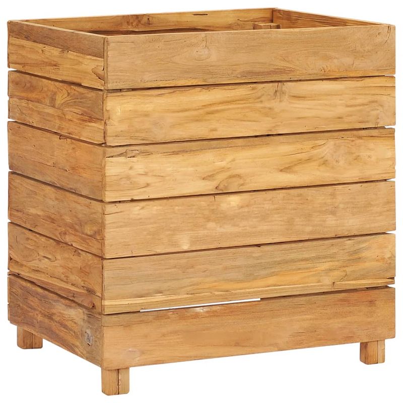 Casa si Gradina - Gradinarit si plante - Plante si ghivece - Ghivece si suporturi - Strat inaltat, 50x40x55 cm, lemn de tec reciclat si otel - Infinity.ro