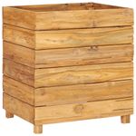 Casa si Gradina - Gradinarit si plante - Plante si ghivece - Ghivece si suporturi - Strat inaltat, 50x40x55 cm, lemn de tec reciclat si otel - Infinity.ro