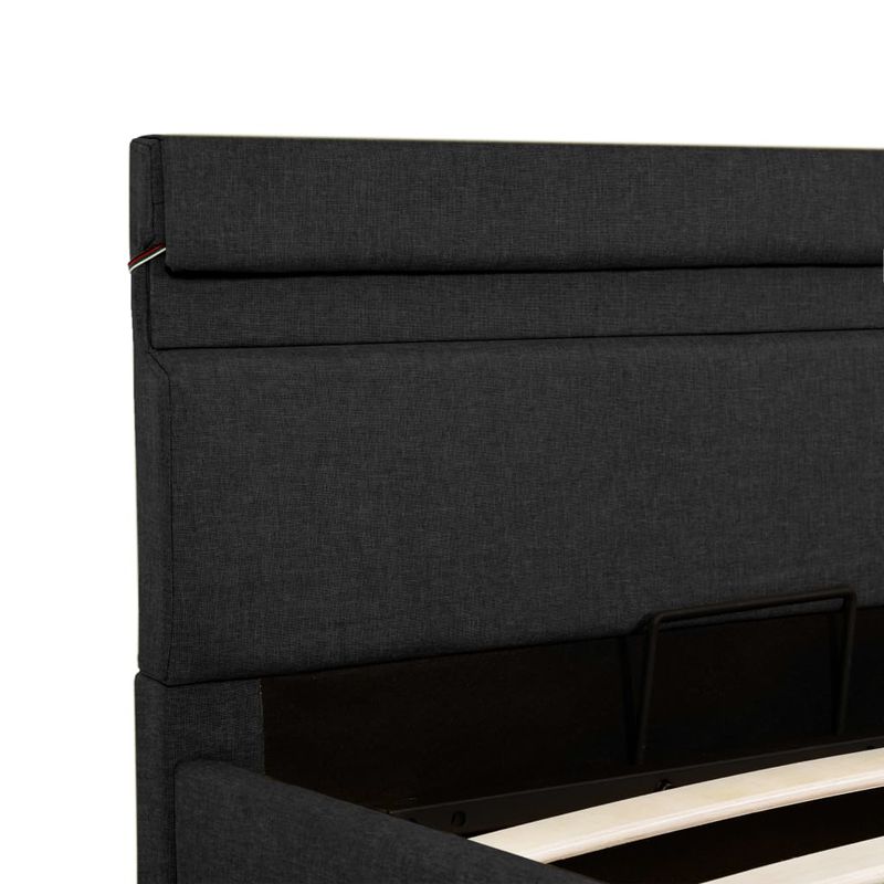 Casa si Gradina - Mobilier - Paturi si accesorii - Paturi - Cadru pat hidraulic lada cu LED gri inchis 100x200cm textil - Infinity.ro