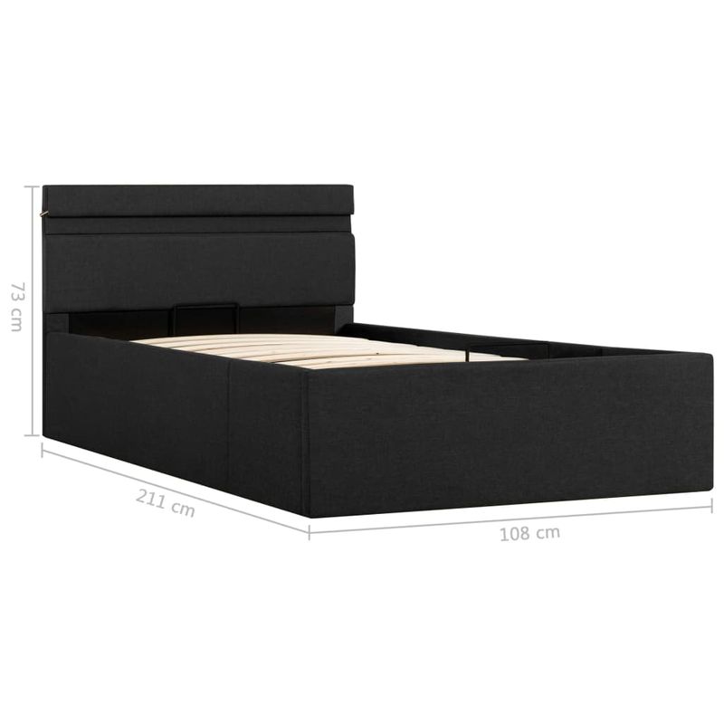 Casa si Gradina - Mobilier - Paturi si accesorii - Paturi - Cadru pat hidraulic lada cu LED gri inchis 100x200cm textil - Infinity.ro