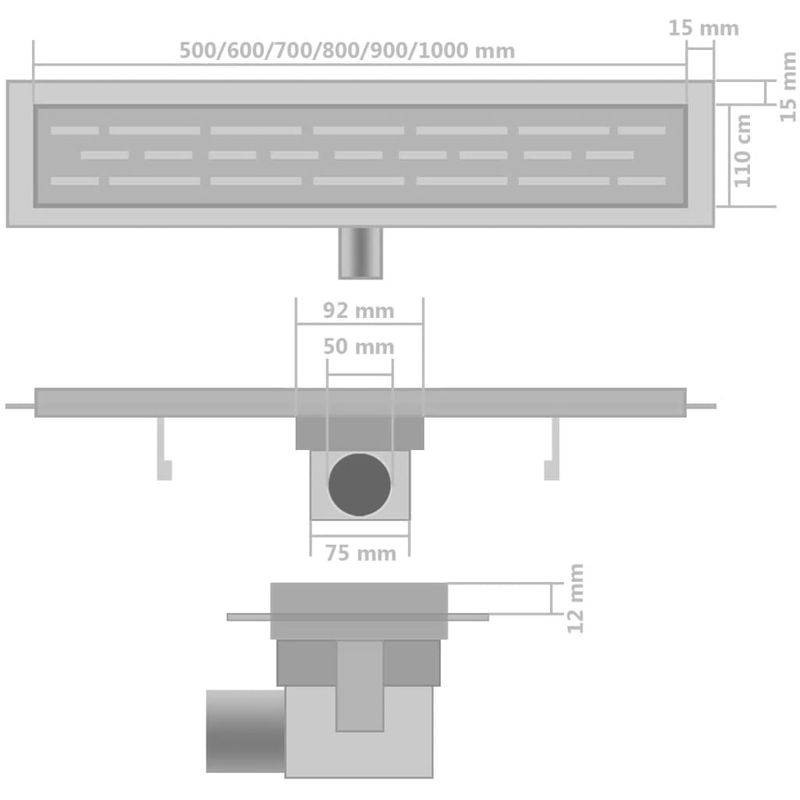Casa si Gradina - Constructii - Materiale constructii - Sisteme de scurgere - Rigola liniara dus 2 buc, 530x140 mm, valuri, otel inoxidabil - Infinity.ro