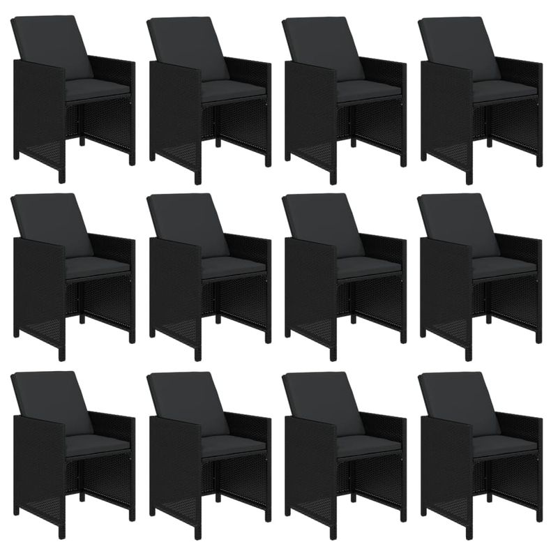Casa si Gradina - Gradina si terasa - Mobilier exterior - Seturi mobila gradina - Set mobilier de exterior cu perne, 13 piese, negru, poliratan - Infinity.ro