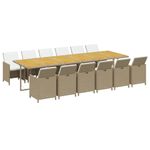 Casa si Gradina - Gradina si terasa - Mobilier exterior - Seturi mobila gradina - Set mobilier de exterior cu perne, 13 piese, bej, poliratan - Infinity.ro
