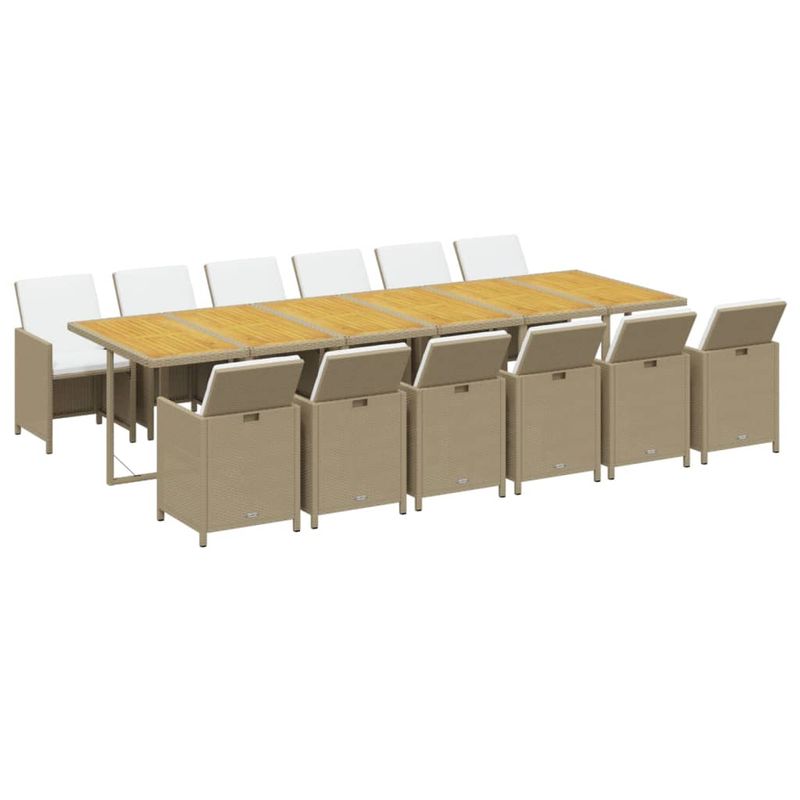 Casa si Gradina - Gradina si terasa - Mobilier exterior - Seturi mobila gradina - Set mobilier de exterior cu perne, 13 piese, bej, poliratan - Infinity.ro