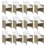 Casa si Gradina - Gradina si terasa - Mobilier exterior - Seturi mobila gradina - Set mobilier de exterior cu perne, 13 piese, bej, poliratan - Infinity.ro