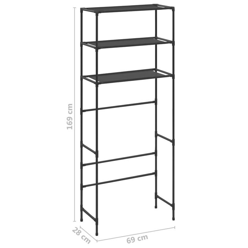 Casa si Gradina - Mobilier - Mobilier baie - Etajere baie - Etajera peste masina de spalat cu 3 polite negru 69x28x169 cm - Infinity.ro