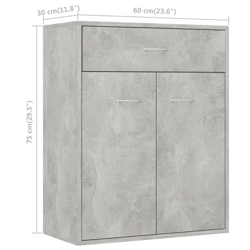 Casa si Gradina - Mobilier - Comode si corpuri - Comode - Servanta, gri beton, 60x30x75 cm, PAL - Infinity.ro