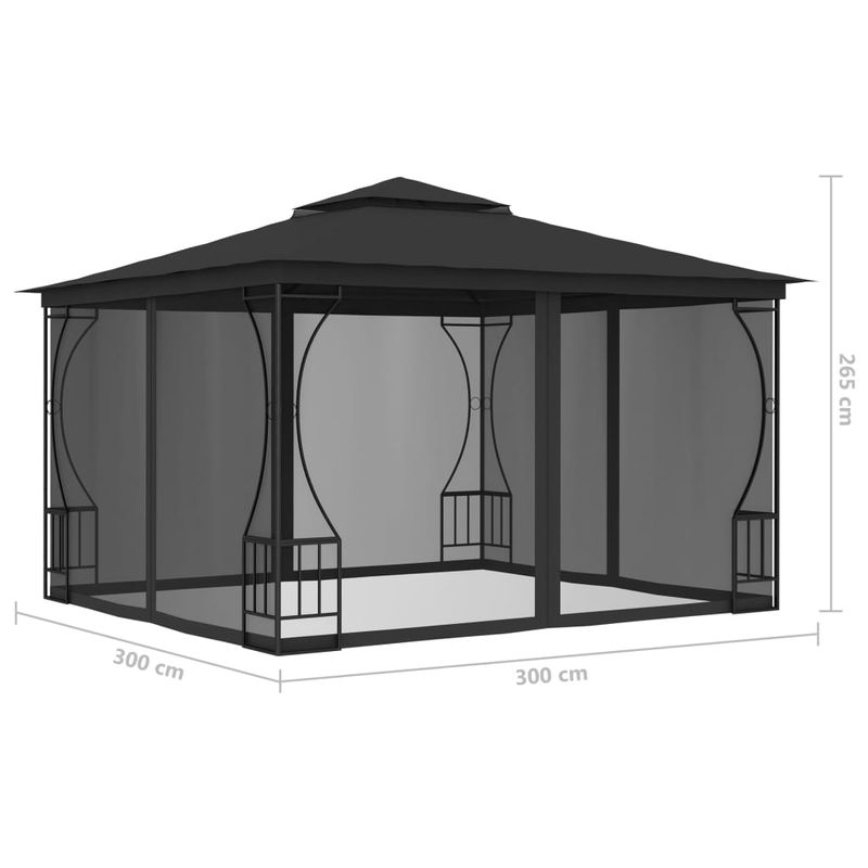 Casa si Gradina - Gradina si terasa - Umbrele si pavilioane - Pavilioane - Pavilion cu plase, antracit, 300 x 300 x 265 cm - Infinity.ro
