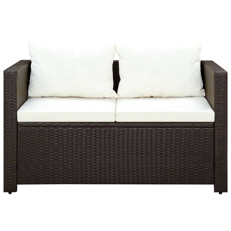 Casa si Gradina - Gradina si terasa - Mobilier exterior - Seturi mobila gradina - Set mobilier de gradina cu perne, 3 piese, maro, poliratan - Infinity.ro