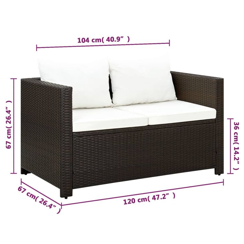 Casa si Gradina - Gradina si terasa - Mobilier exterior - Seturi mobila gradina - Set mobilier de gradina cu perne, 3 piese, maro, poliratan - Infinity.ro