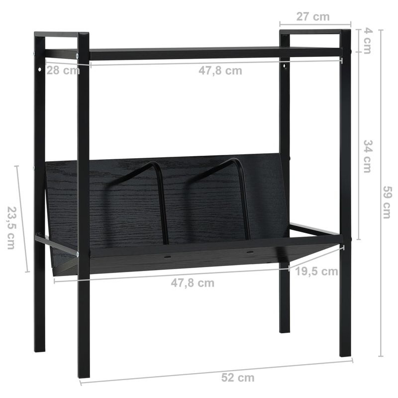 Casa si Gradina - Mobilier - Biblioteci si rafturi - Biblioteci - Etajera carti 2 rafturi, negru, 52x28x59 cm, lemn prelucrat - Infinity.ro