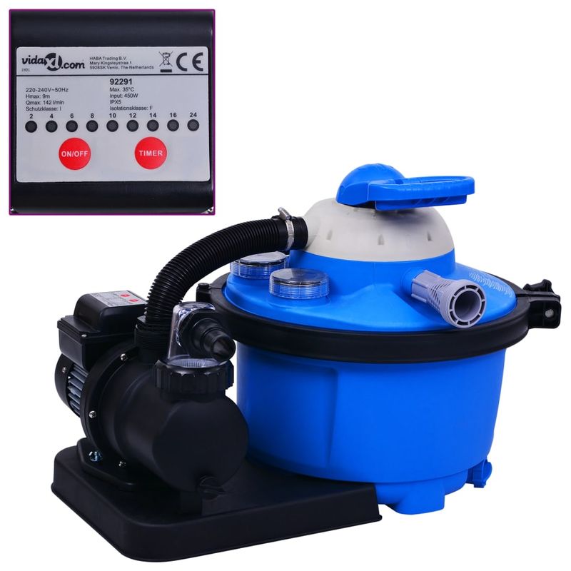 Casa si Gradina - Constructii - Scari si accesorii interioare - Alte accesorii pentru piscine - Pompa filtru cu nisip, cu temporizator, 450 W 25 L - Infinity.ro