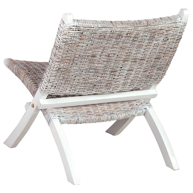 Casa si Gradina - Mobilier - Scaune si fotolii - Fotolii - Fotoliu relaxare, alb & natural, ratan kubu & lemn masiv de mahon - Infinity.ro