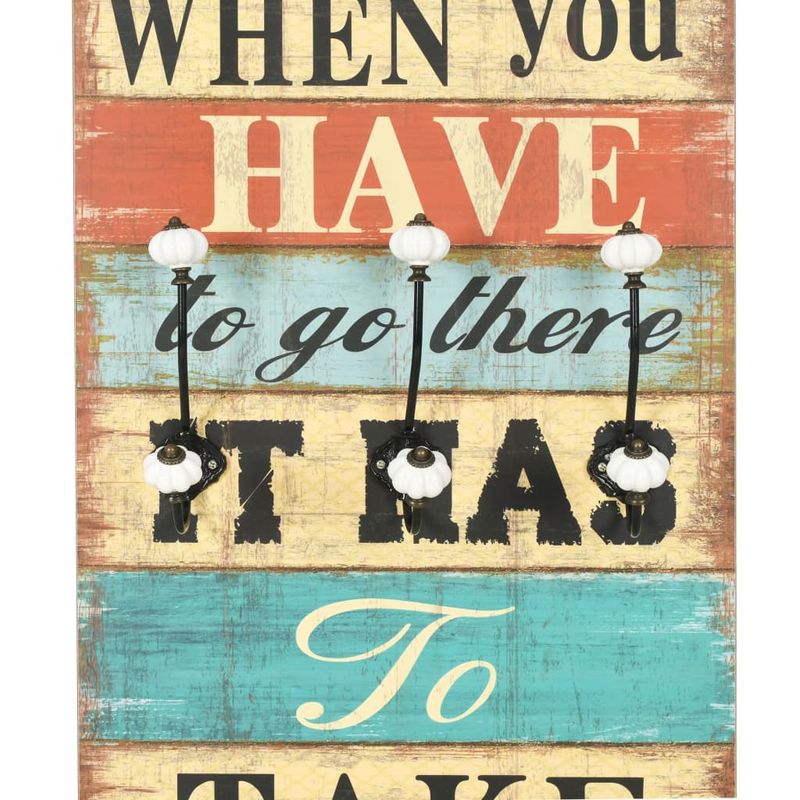 Casa si Gradina - Mobilier - Organizare si depozitare - Cuiere - Cuier de perete cu 6 carlige, 120 x 40 cm, HOME IS - Infinity.ro