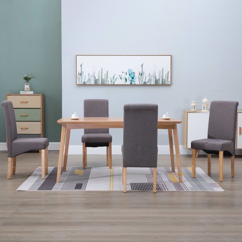 Casa si Gradina - Mobilier - Scaune si fotolii - Scaune - Scaune de bucatarie, 4 buc., gri taupe, material textil - Infinity.ro