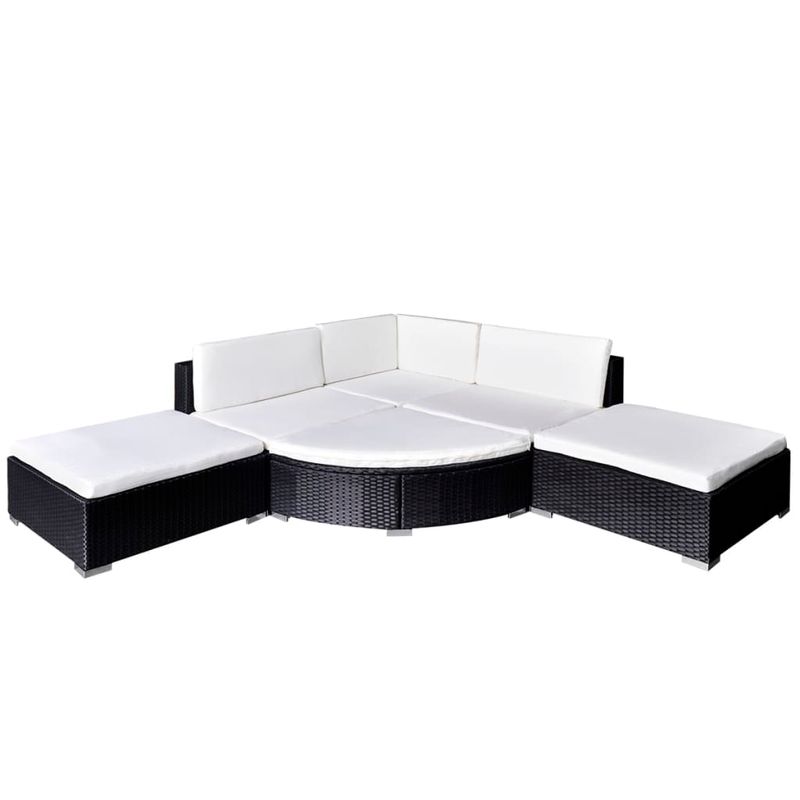 Casa si Gradina - Gradina si terasa - Mobilier exterior - Seturi mobila gradina - Set mobilier de gradina cu perne, 6 piese, negru, poliratan - Infinity.ro