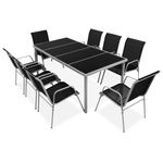 Casa si Gradina - Gradina si terasa - Mobilier exterior - Seturi mobila gradina - Set mobilier de exterior, 9 piese, negru, otel - Infinity.ro