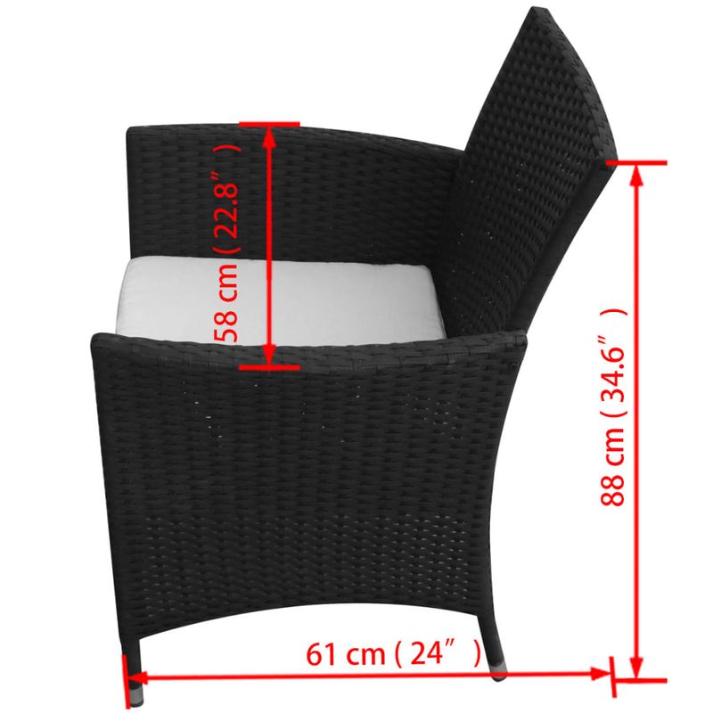 Casa si Gradina - Gradina si terasa - Mobilier exterior - Seturi mobila gradina - Set mobilier de exterior cu perne, 7 piese, negru, poliratan - Infinity.ro