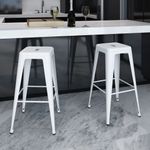Casa si Gradina - Mobilier - Scaune si fotolii - Scaune - Scaune de bar, 2 buc., alb, otel - Infinity.ro