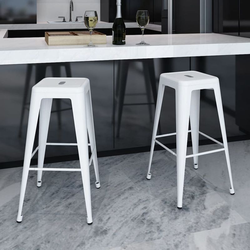Casa si Gradina - Mobilier - Scaune si fotolii - Scaune - Scaune de bar, 2 buc., alb, otel - Infinity.ro