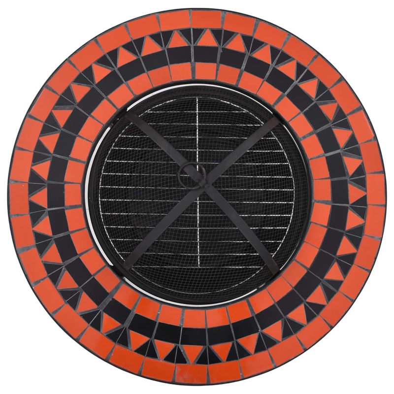 Casa si Gradina - Termice - Sobe, Seminee si accesorii - Seminee - Masa cu vatra de foc, mozaic, caramiziu si alb, 68 cm, ceramica - Infinity.ro