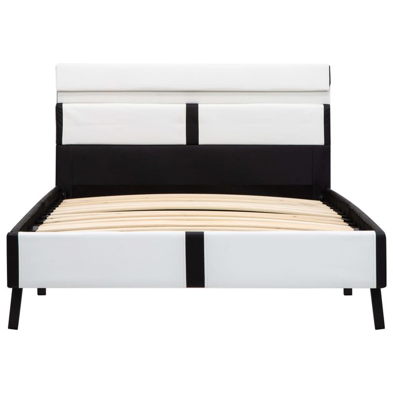 Casa si Gradina - Mobilier - Paturi si accesorii - Paturi - Cadru de pat cu LED, alb si negru, 90x200 cm, piele ecologica - Infinity.ro