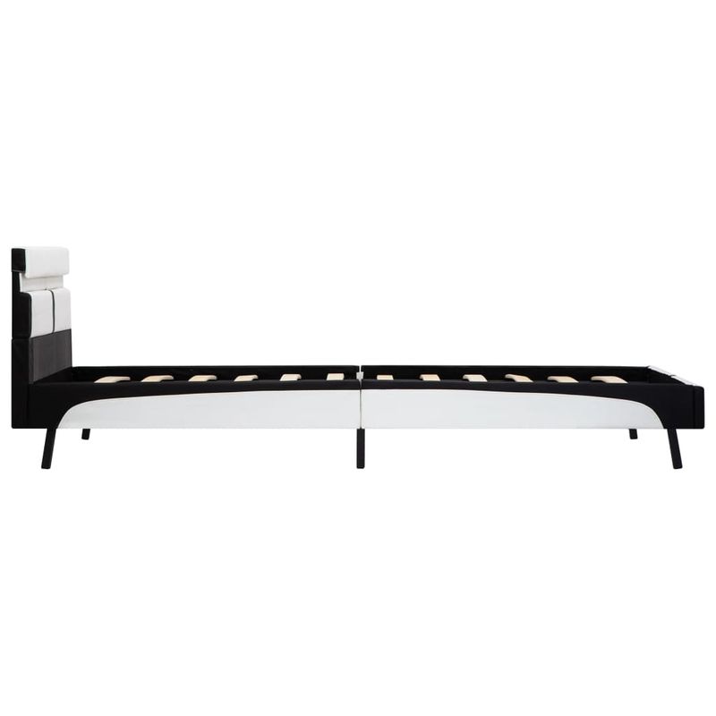 Casa si Gradina - Mobilier - Paturi si accesorii - Paturi - Cadru de pat cu LED, alb si negru, 90x200 cm, piele ecologica - Infinity.ro