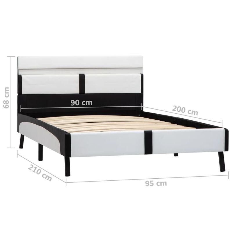 Casa si Gradina - Mobilier - Paturi si accesorii - Paturi - Cadru de pat cu LED, alb si negru, 90x200 cm, piele ecologica - Infinity.ro