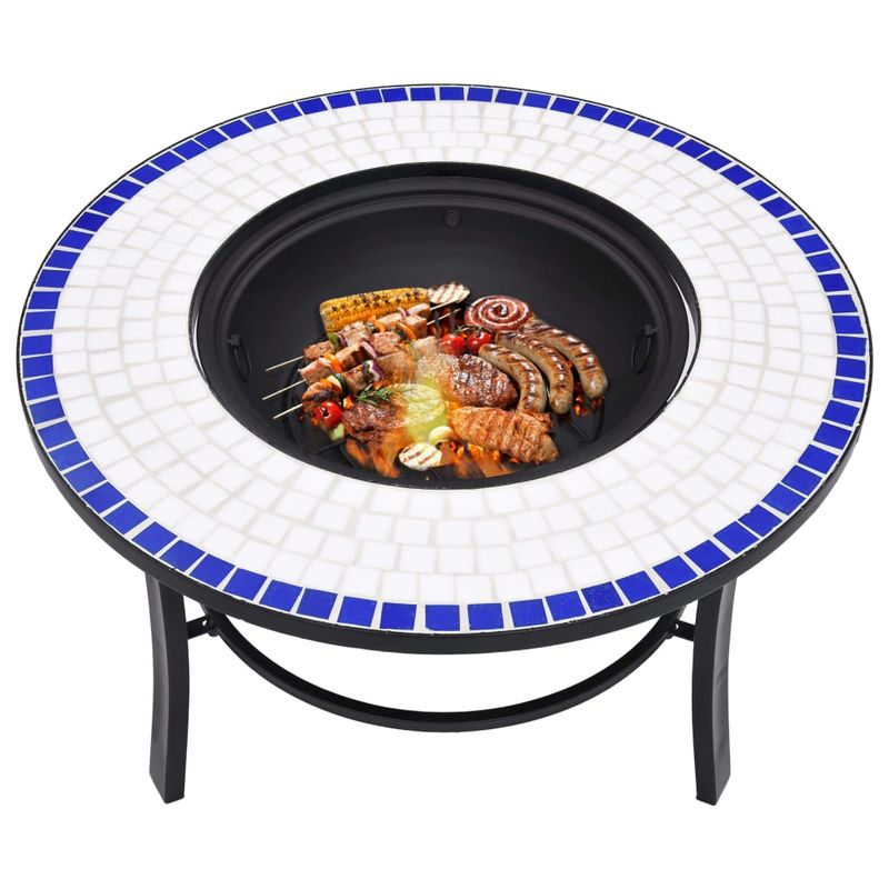 Casa si Gradina - Termice - Sobe, Seminee si accesorii - Seminee - Vatra de foc cu mozaic, albastru si alb, 68 cm, ceramica - Infinity.ro