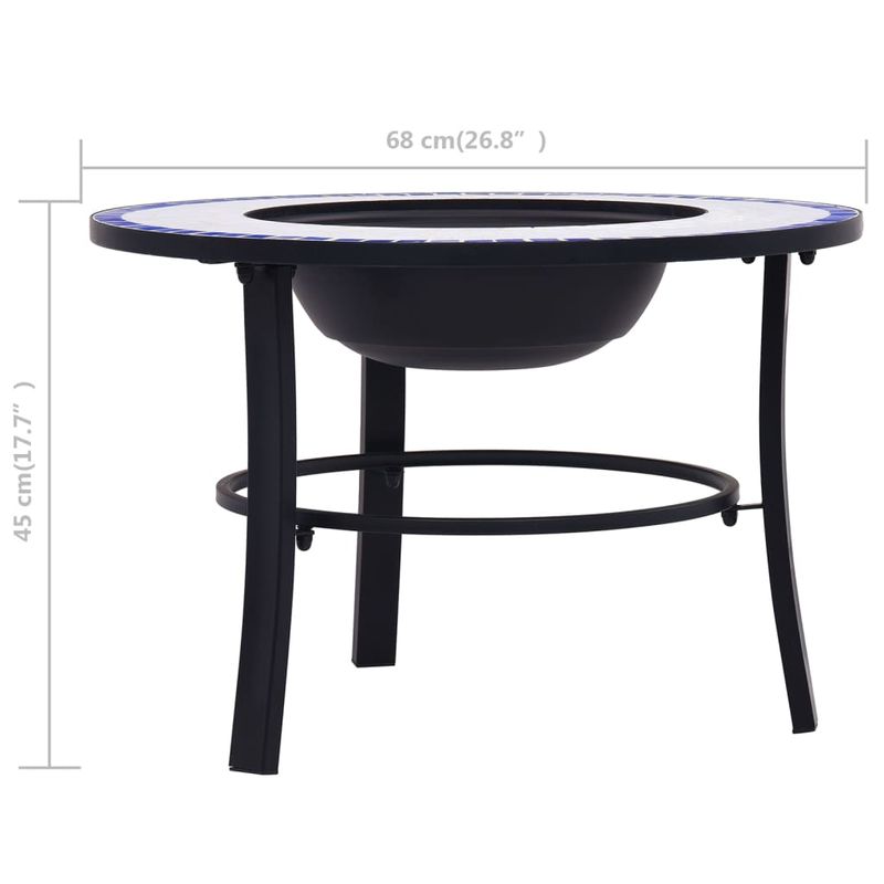 Casa si Gradina - Termice - Sobe, Seminee si accesorii - Seminee - Vatra de foc cu mozaic, albastru si alb, 68 cm, ceramica - Infinity.ro
