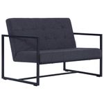 Casa si Gradina - Mobilier - Canapele si coltare - Canapele - Canapea cu 2 locuri si cotiere, gri inchis, otel/textil - Infinity.ro