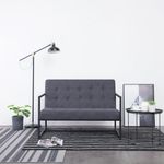 Casa si Gradina - Mobilier - Canapele si coltare - Canapele - Canapea cu 2 locuri si cotiere, gri inchis, otel/textil - Infinity.ro