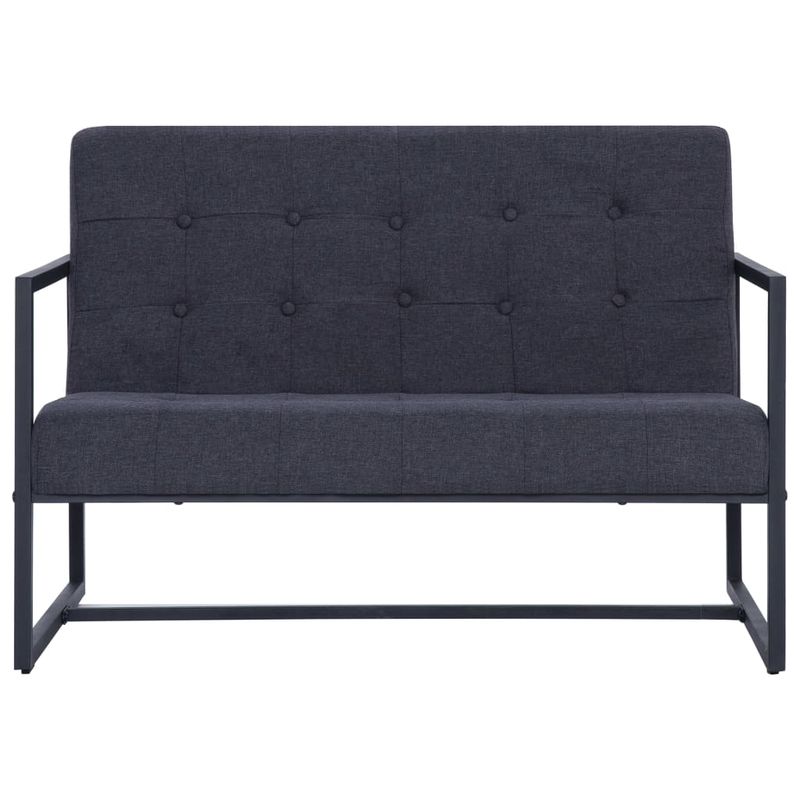 Casa si Gradina - Mobilier - Canapele si coltare - Canapele - Canapea cu 2 locuri si cotiere, gri inchis, otel/textil - Infinity.ro