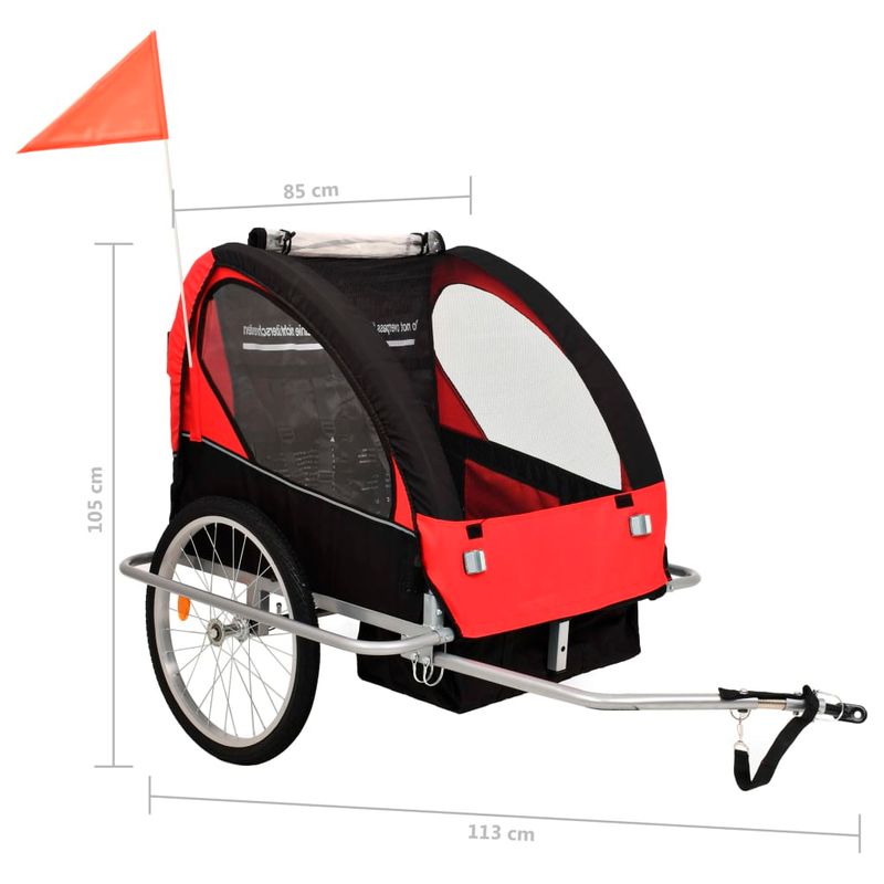 Sport si Outdoor - Ciclism - Accesorii pentru biciclete - Remorci biciclete - Remorca bicicleta & carucior 2-in-1, negru si rosu - Infinity.ro