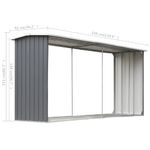 Casa si Gradina - Termice - Sobe, Seminee si accesorii - Accesorii seminee si sobe - Sopron depozitare lemne, otel galvanizat, 330x92x153 cm, gri - Infinity.ro