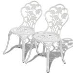 Casa si Gradina - Gradina si terasa - Mobilier exterior - Scaune si sezlonguri gradina - Scaune bistro, 2 buc., alb, aluminiu turnat - Infinity.ro