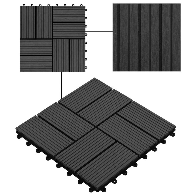 Casa si Gradina - Constructii - Parchet si pardoseli interioare - Parchet si pardoseli - Placi WPC, 22 buc., negru, 30 x 30 cm, WPC, 2 mp, model 3 - Infinity.ro