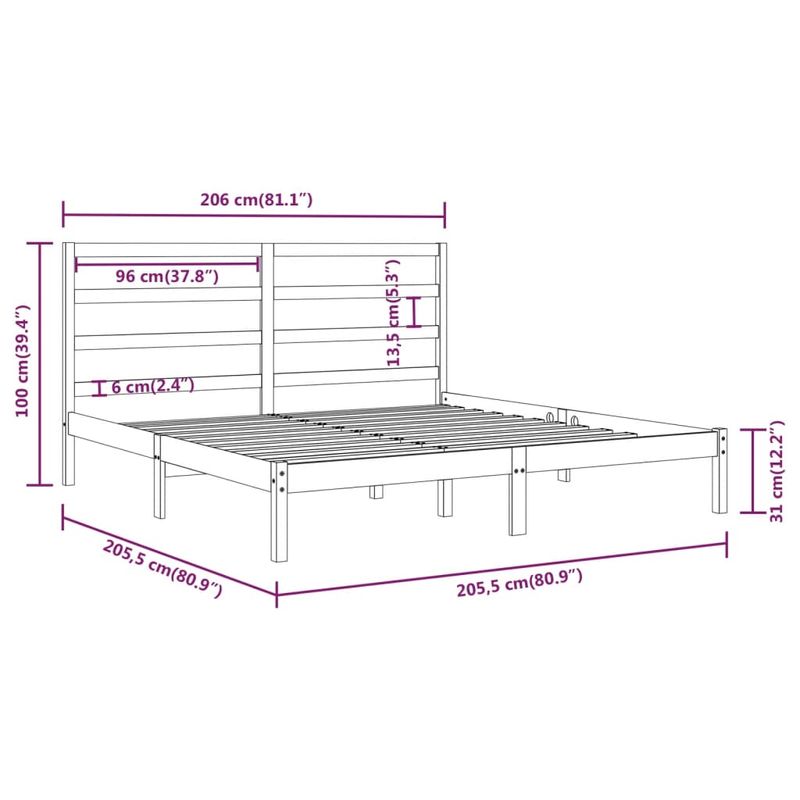 Casa si Gradina - Mobilier - Paturi si accesorii - Paturi - Cadru de pat mic single, alb, 200x200 cm, lemn masiv de pin - Infinity.ro