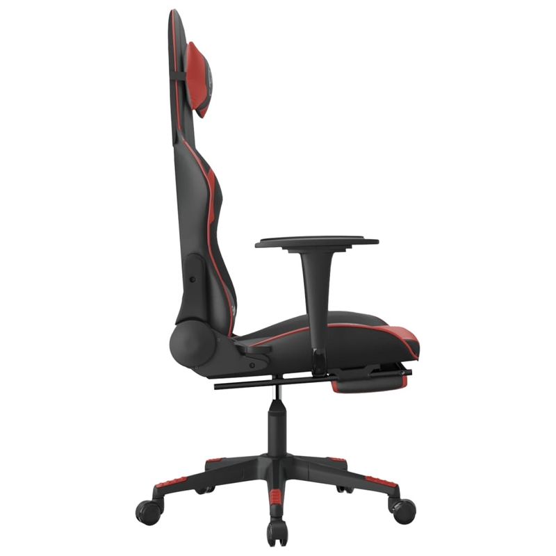 PC, gaming si accesorii - Gaming - Accesorii gaming - Scaune gaming - Scaun de gaming masaj/suport picioare negru/rosu vin piele eco - Infinity.ro