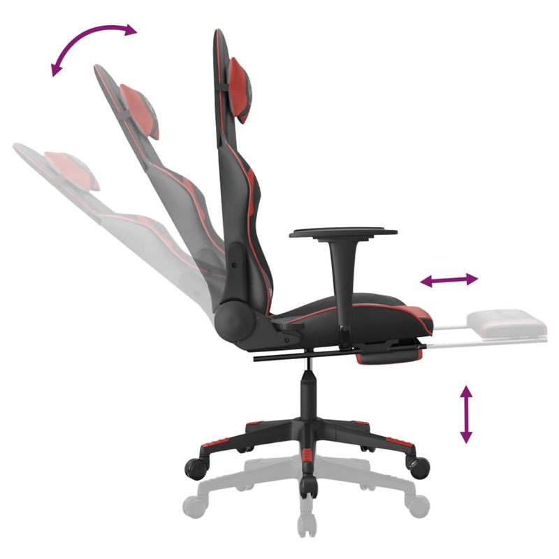 PC, gaming si accesorii - Gaming - Accesorii gaming - Scaune gaming - Scaun de gaming masaj/suport picioare negru/rosu vin piele eco - Infinity.ro