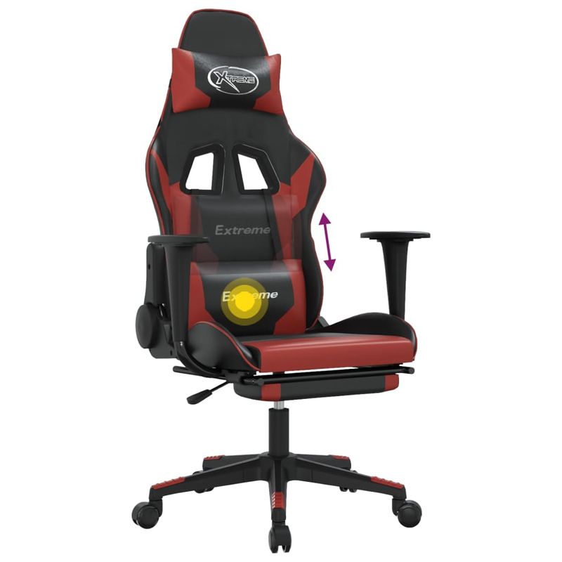 PC, gaming si accesorii - Gaming - Accesorii gaming - Scaune gaming - Scaun de gaming masaj/suport picioare negru/rosu vin piele eco - Infinity.ro