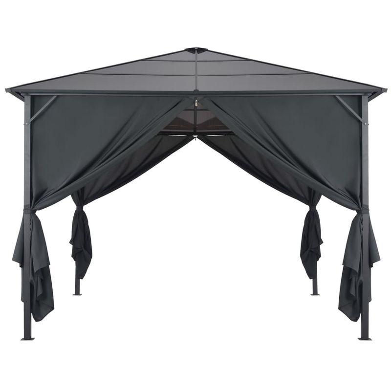 Casa si Gradina - Gradina si terasa - Umbrele si pavilioane - Pavilioane - Pavilion cu perdea, negru, 3 x 3 m, aluminiu - Infinity.ro