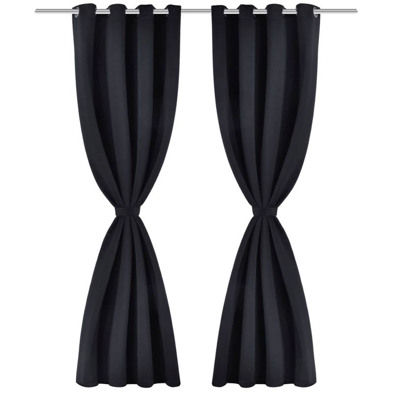 Casa si Gradina - Textile si covoare - Perdele si draperii - Perdele - Draperii opace cu inele metalice, 2 buc., negru, 135 x 245 cm - Infinity.ro