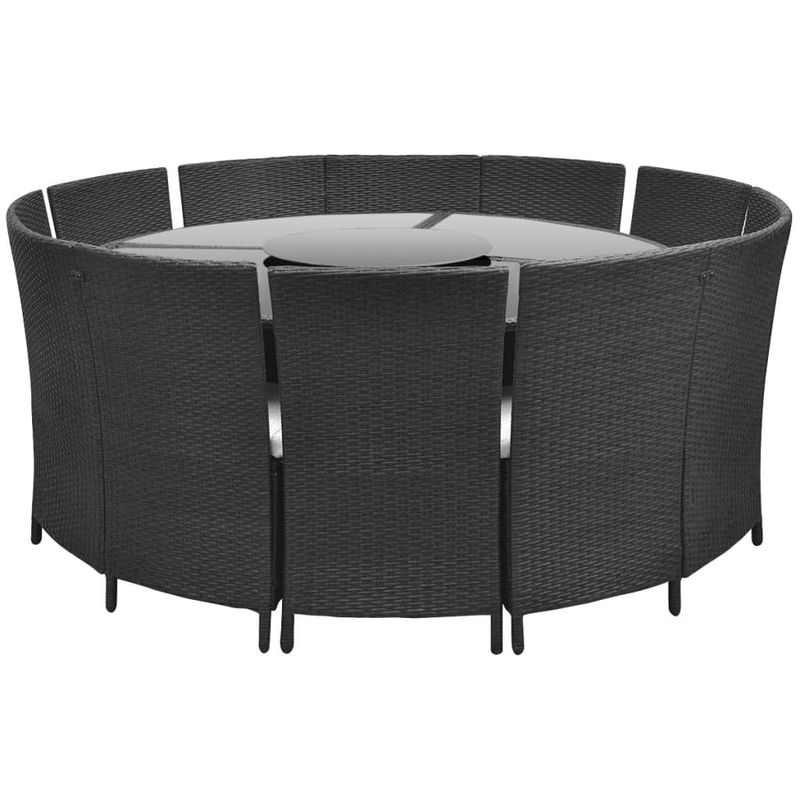 Casa si Gradina - Gradina si terasa - Mobilier exterior - Seturi mobila gradina - Set mobilier de exterior cu perne, 7 piese, negru, poliratan - Infinity.ro